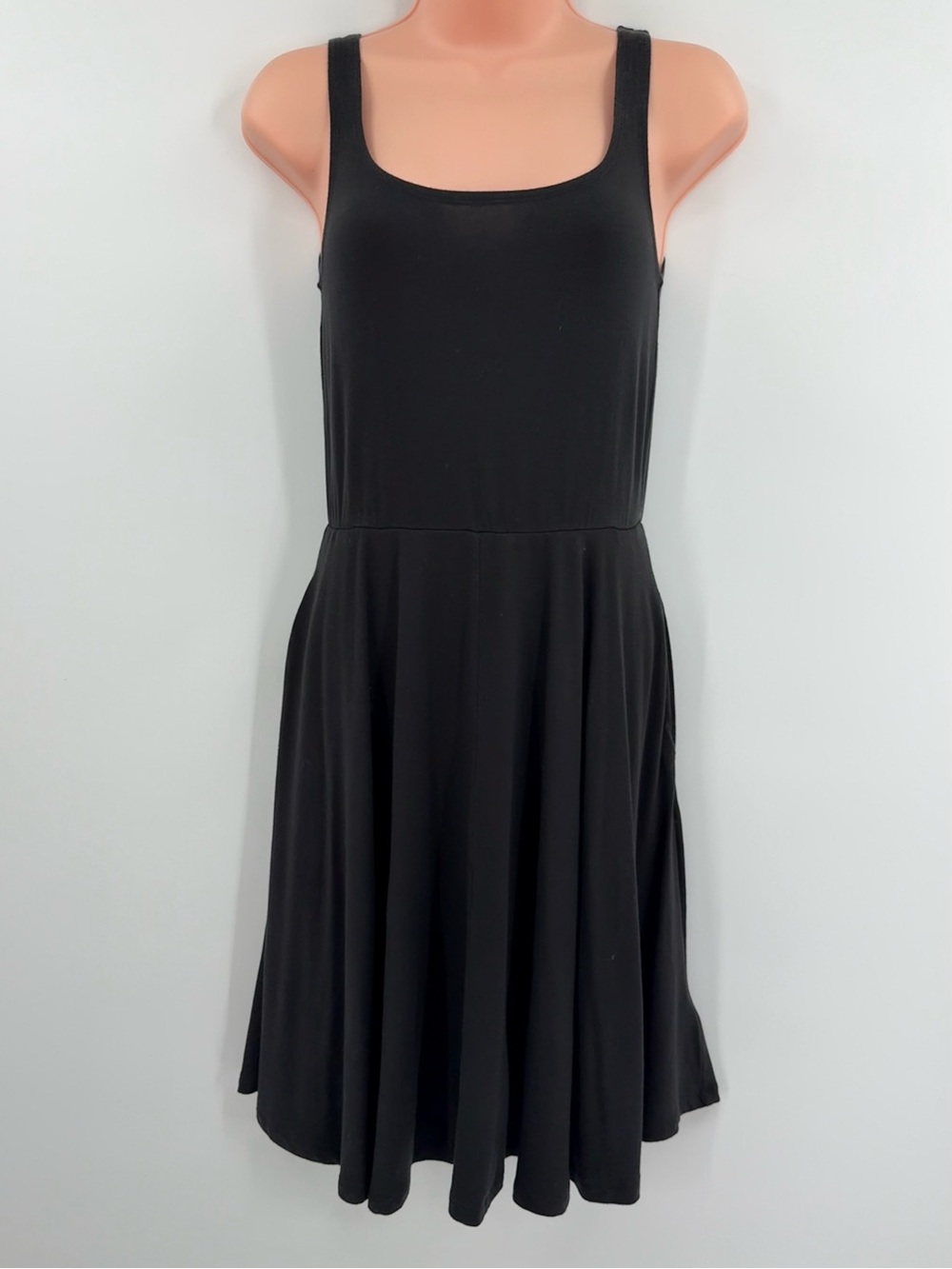 Quince Tencel Jersey Fit and Flare Mini Dress with Pockets | Black | Small